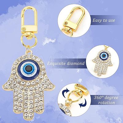 Olycraft 2Pcs Zinc Alloy Rhinestone & Resin Pendants Keychain HJEW-OC0001-12-1