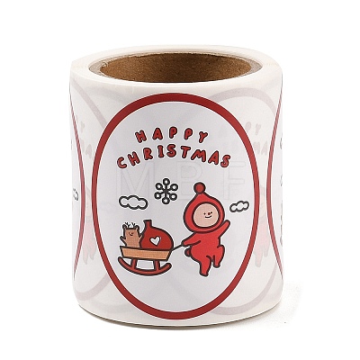 120 Round Paper Christmas Cartoon Sticker Rolls DIY-M070-09F-1