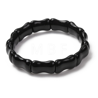 Bamboo Natural Obsidian Beads Stretch Bracelets for Women Men BJEW-K272-01O-1