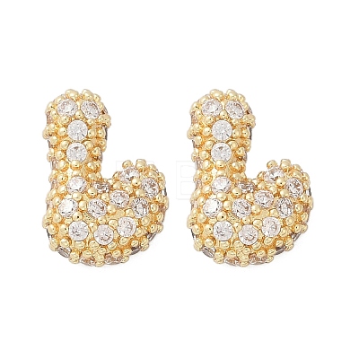 Brass Micro Pave Cubic Zirconia Stud Earrings EJEW-Z091-04G-L-1