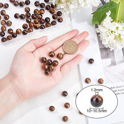 Grade AB Natural Tiger Eye Round Beads Strands G-OC0001-78B-1