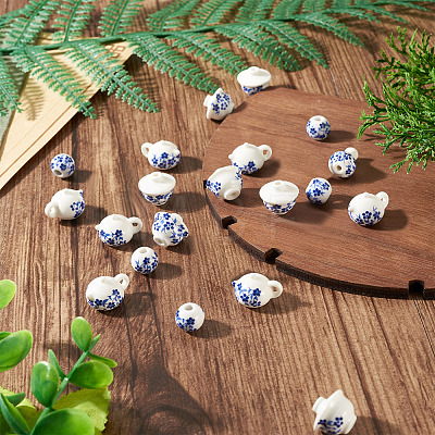 32Pcs 4 Styles Handmade Porcelain Beads PORC-TA0001-78B-1