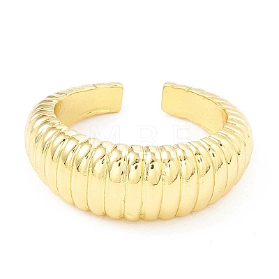 Rack Plating Brass Croissant Open Cuff Ring for Women X-RJEW-I083-04G-1