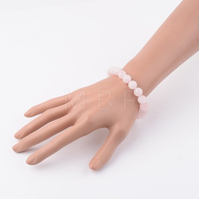 Natural Rose Quartz Stretch Bracelets X-BJEW-JB02428-1