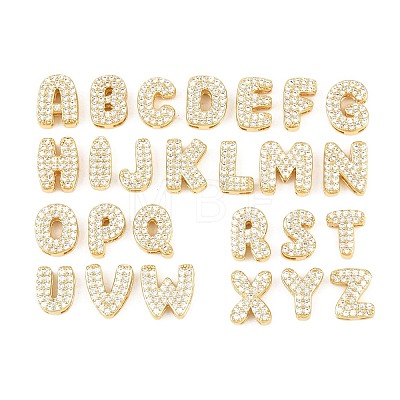 Brass Micro Pave Cubic Zirconia Beads KK-C170-35G-1