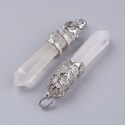 Natural Quartz Crystal Big Pointed Pendants G-G738-A-40-1