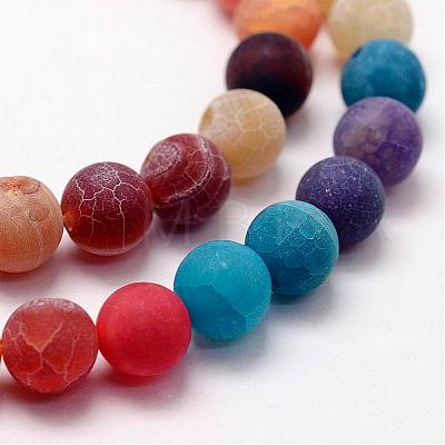 Frosted Natural Weathered Agate Beads Strands G-F367-6mm-08-1