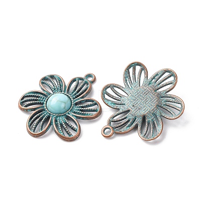 Alloy with Synthetic Turquoise Pendants FIND-B055-01M-1