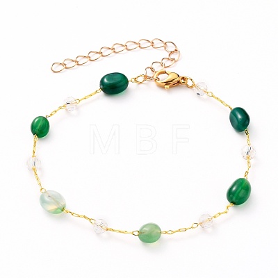 Nuggets Natural Gemstone Beaded Bracelets BJEW-JB05705-1
