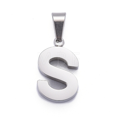 Non-Tarnish 304 Stainless Steel Letter Pendants LS-STAS-H127-S-P-1