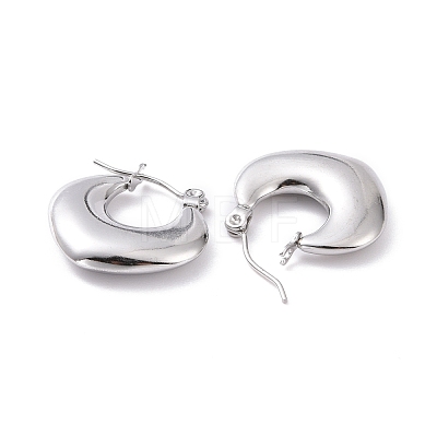 304 Stainless Steel Chunky Rhombus Hoop Earrings for Women EJEW-G293-22P-1
