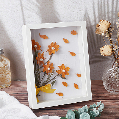 Wood with Paper Dried Flower Photo Frame AJEW-WH0314-109B-1