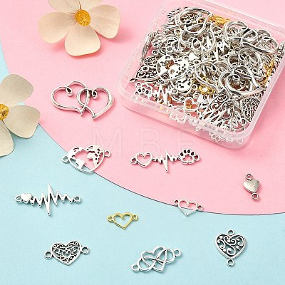 100Pcs 10 Styles Tibetan Style Alloy Connector Charms TIBE-YW0001-32-1
