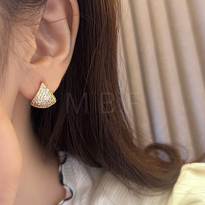 Brass Micro Pave Clear Cubic Zirconia Triangle Hoop Earrings FS-WGA22EE-01-1
