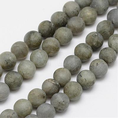 Natural Labradorite Frosted Bead Strands G-O155-04B-8mm-1