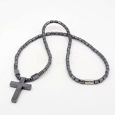 Fashionable Magnetic Synthetic Hematite Necklaces NJEW-K006-21-1