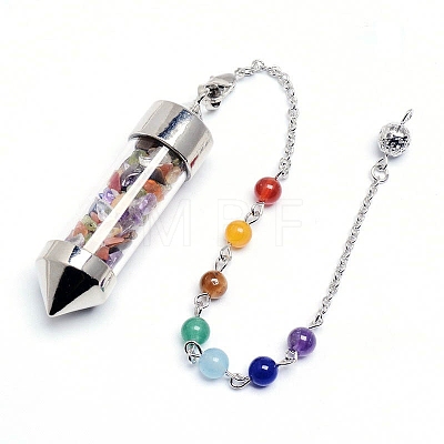 Natural Mixed Gemstone Pointed Dowsing Pendulum PW-WGF518F-01-1