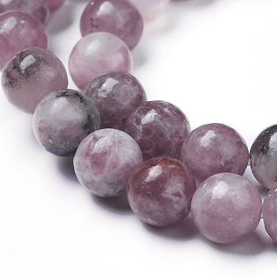 Natural Lepidolite/Purple Mica Beads Strands X-G-G770-04A-8mm-1