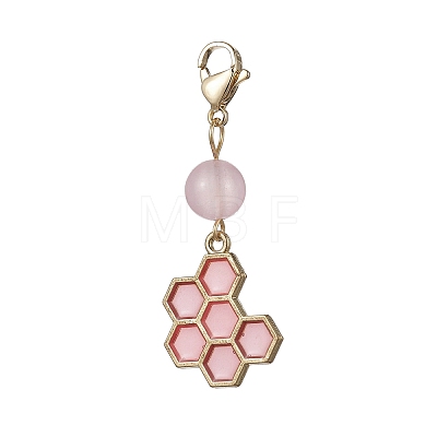 Bee & Honeycomb & Flower Alloy Enamel Pendant Decorations HJEW-JM01600-02-1
