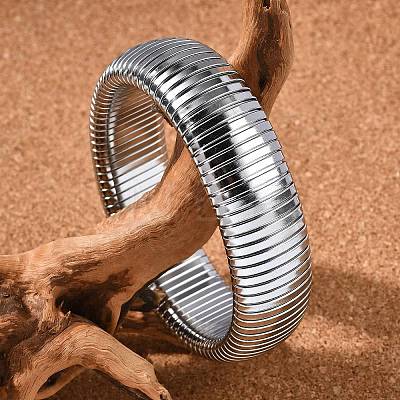 304 Stainless Steel Stretch Bracelets for Women Men BJEW-A031-02B-P-1