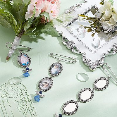 6Pcs 3 Style Photo Charm Alloy Brooches DIY-CA0004-26-1