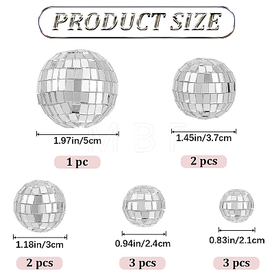 CRASPIRE 11Pcs 5 Style Plastic & Glass Disco Ball Cake Decorations FEPA-CP0001-01-1
