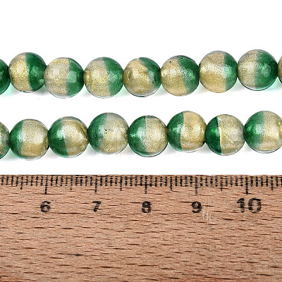 Handmade Lampwork with Gold Powder Beads Strands LAMP-N037-06A-03-1