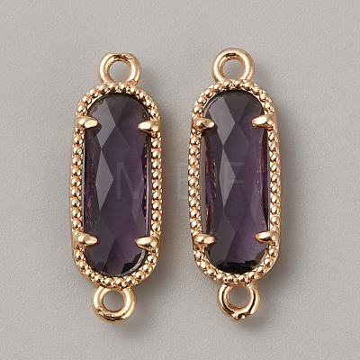 Golden Plated Brass Pave Glass Connector Charms FIND-WH0110-728G-08-1