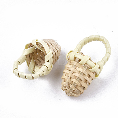 Handmade Reed Cane/Rattan Woven Pendants WOVE-T006-090A-1