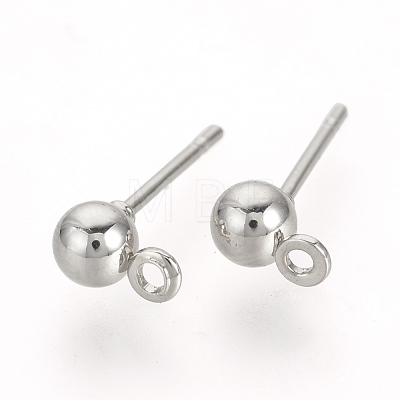 Iron Ball Stud Earring Findings KK-R071-09P-NF-1