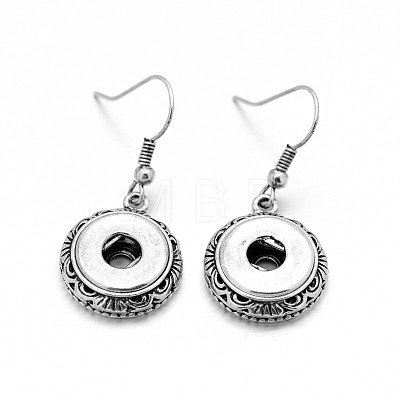 Flat Round Dangle Alloy Snap Earring Making PALLOY-D309-NR-1