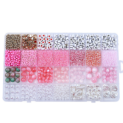 DIY 28 Style Resin & Acrylic & ABS Beads Jewelry Making Finding Kit DIY-NB0012-03G-1