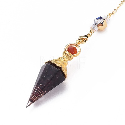 Resin Hexagonal Pointed Dowsing Pendulums(Brass Finding and Gemstone Inside) G-L521-A03-1