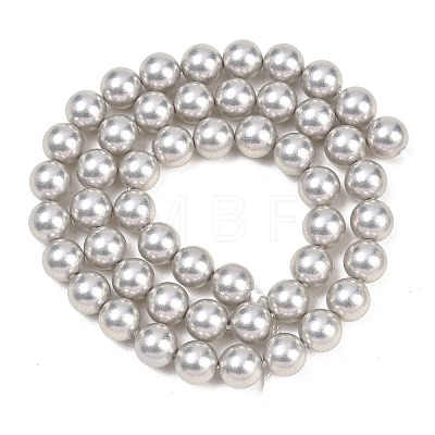 Frosted Glass Pearl Beads Strands GLAA-A044-08A-09-1