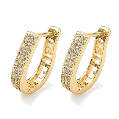Brass Micro Pave Clear Cubic Zirconia Hoop Earrings EJEW-C182-07D-G-1