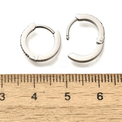 304 Stainless Steel Micro Pave Cubic Zirconia Huggie Hoop Earrings EJEW-C096-01I-P-1