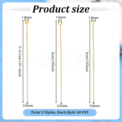 150Pcs 3 Styles Brass ins KK-PH0015-34-1