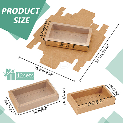 Foldable Paper Drawer Boxes with Clear Plastic Cover CON-WH0095-68A-01-1