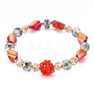 Faceted Glass Beads Stretch Bracelets BJEW-Q997-005-RS-1