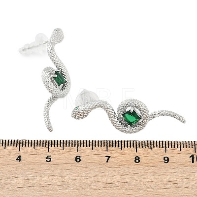 Brass Micro Pave Cubic Zirconia Stud Earrings EJEW-P301-18P-1