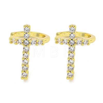 Brass Micro Pave Cubic Zirconia Cuff Earrings EJEW-C104-062G-1