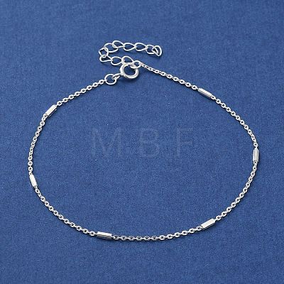 Faceted Column 925 Sterling Silver Cable Chain Bracelets for Women BJEW-E101-01S-08-1