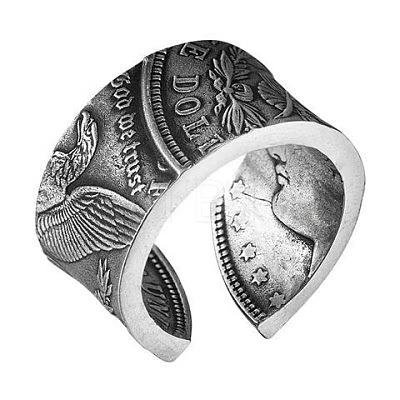 Coin Pattern Zinc Alloy Cuff Rings for Men FS-WG4E0D0-01-1