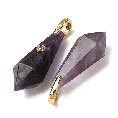 Natural Amethyst Beaded European Dangle Charms GG-CBA9389-03J-1