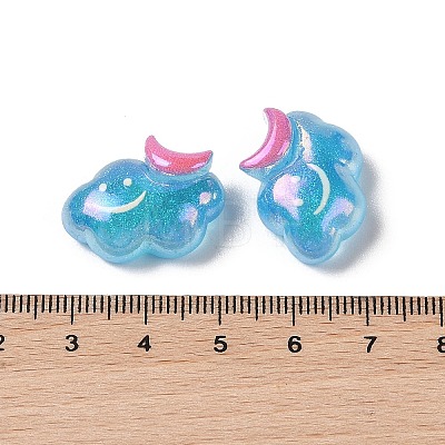 Glitter Plated Resin Cabochons RESI-H163-07B-1