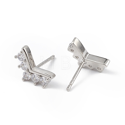 Clear Cubic Zirconia Crown Stud Earrings EJEW-L234-077P-1