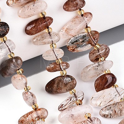 Natural Black Gold Rutilated Quartz Beads Strands G-Z091-A29-1
