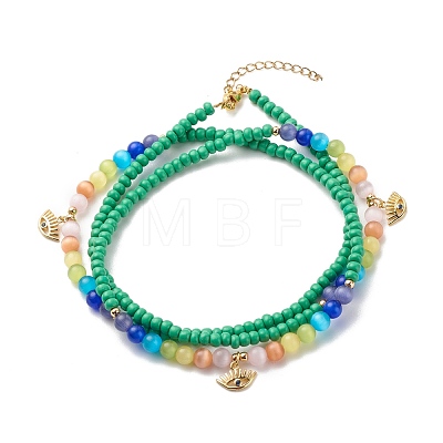 Glass Seed & Cat Eye Waist Beads NJEW-C00030-04-1