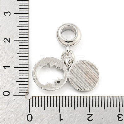 Rack Plating Alloy Enamel Flat Round with Star European Dangle Charms FIND-B034-08P-01-1