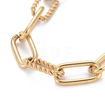 304 Stainless Steel Paperclip Chain Bracelets X-BJEW-F412-03G-1